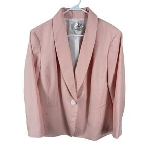 Le Suit Woman Size 18W Pink Striped Office Career Jacket Pants 2Pc Suit Set
